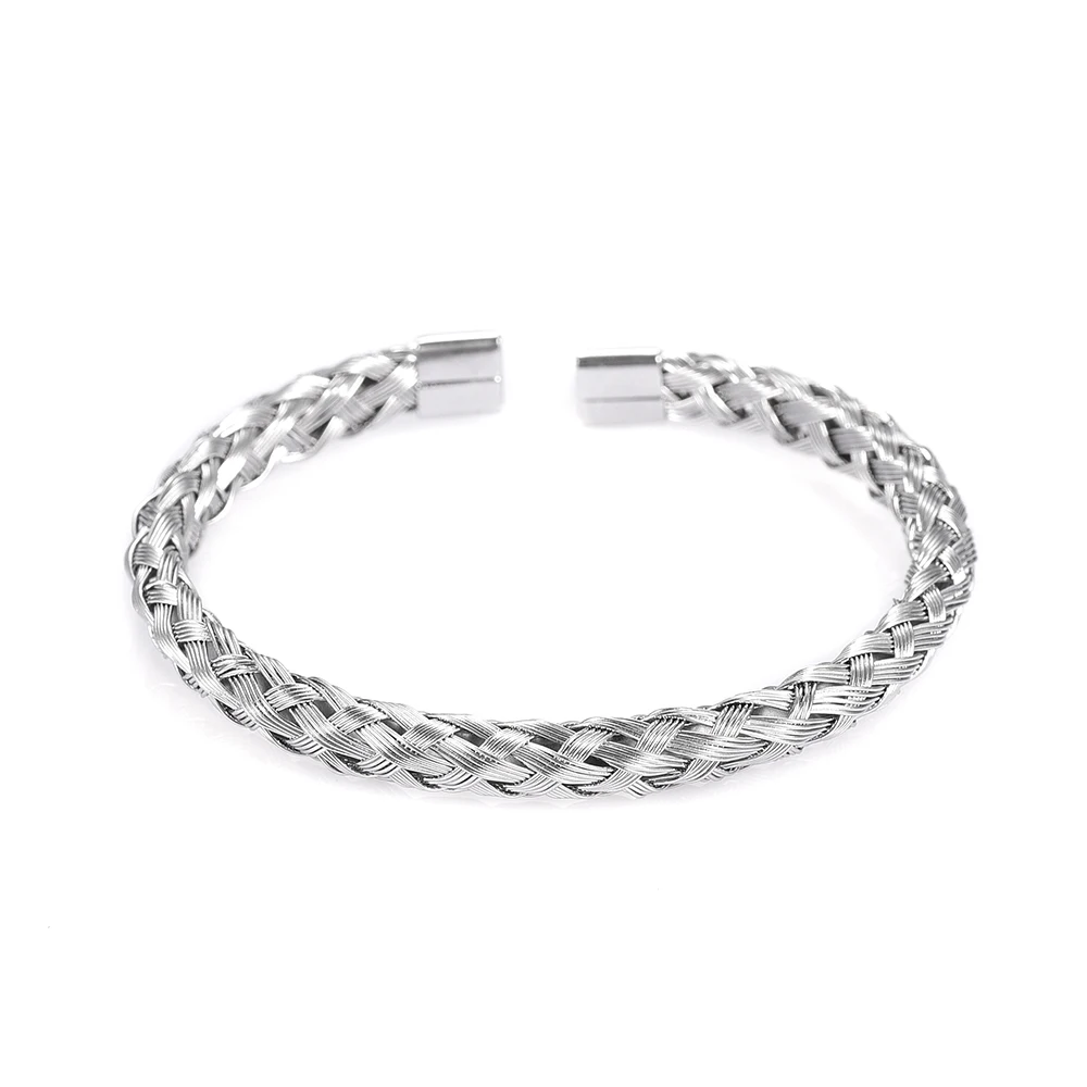 

Высокополированный браслет в виде скрученной косы для мужчин и женщин, браслет из нержавеющей стали, браслет на запястье, браслет на запястье