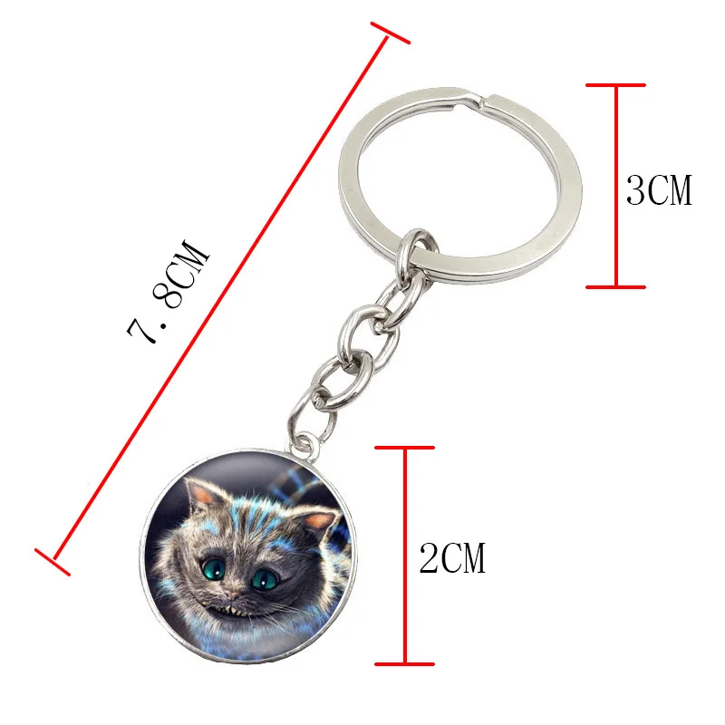 Брелок для ключей из фильма Алиса в стране чудес круглый стеклянный кулон брелок