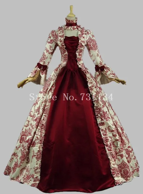 Бестселлер Винтаж печатных Средневековый Ренессанс период Dress18th века Мари