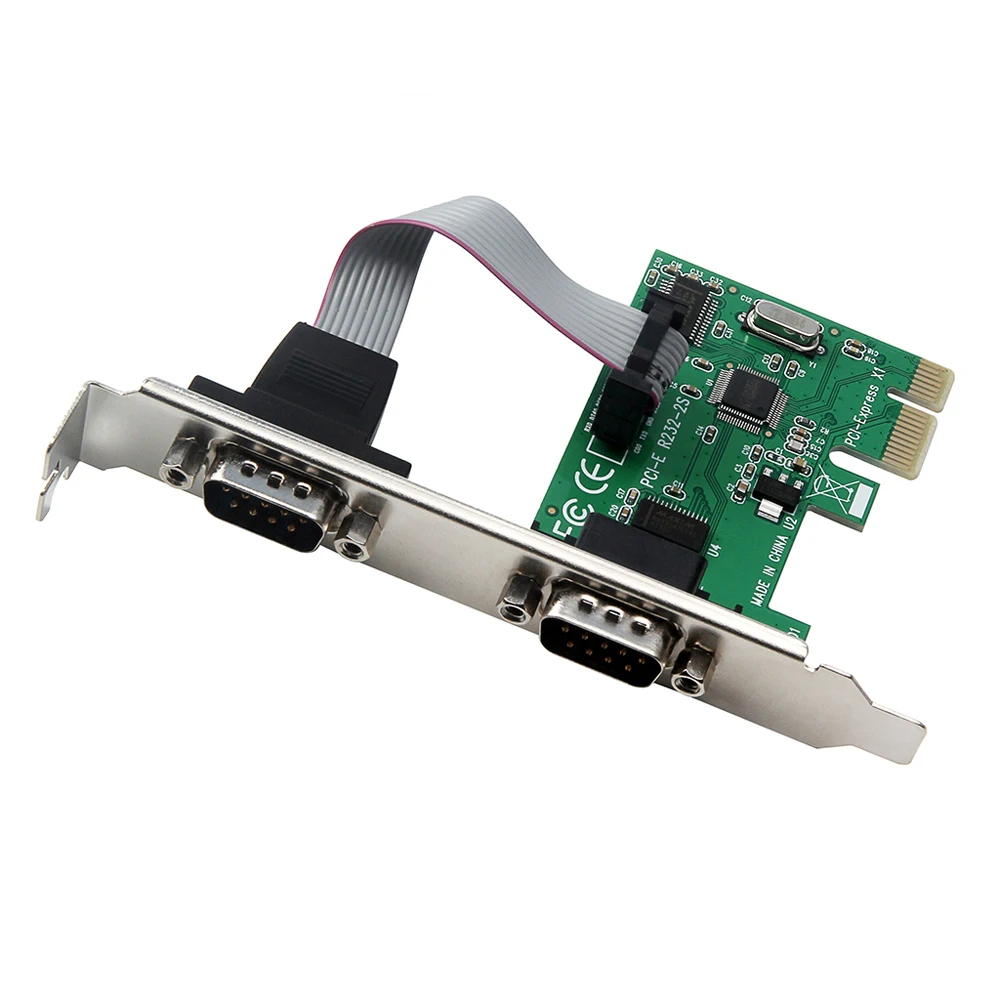 Два последовательных порта PCI-E к RS232 интерфейсу Плата расширения COM адаптер для