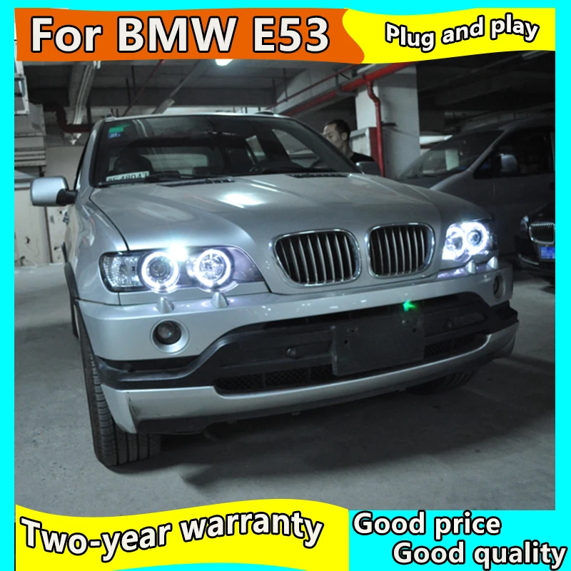 2 шт. фары для BMW X5 E53 светодиодные Angel Eyes 1998 1999 2000 2001 2002 2003 года с комплектом HID