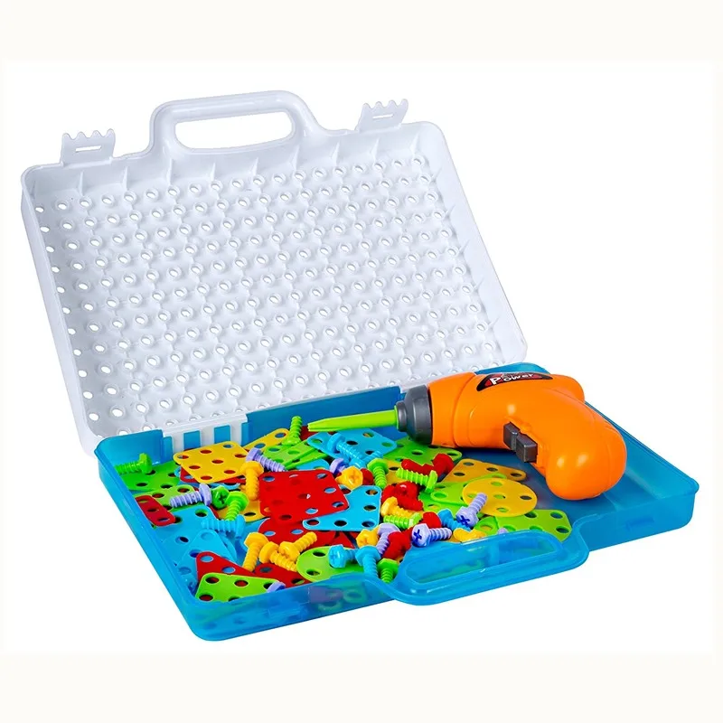 

Electric Drill Puzzle Kids Drill Toys for Boys Creative Educational Toy Puzzle Assembled Mosaic Design Building Toys Pretend
