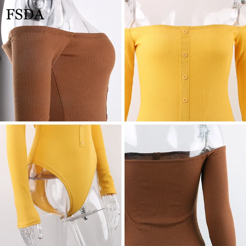 Женское боди с открытыми плечами FSDA повседневное обтягивающее открытой спиной