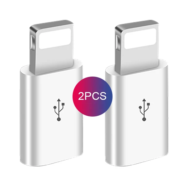 2PC White ACCEZZ Micro USB кабель для освещения адаптер OTG конвертер для iphone 5 6 7X8 5c Plus XS MAX XR зарядное устройство для трансмиссии разъем - Цвет: 2PC White