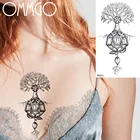 Временные татуировки OMMGO с геометрическим рисунком дерева и редиса, наклейка Будды, лотоса, женское искусственное запястье, индивидуальная татуировка, черная искусственная татуировка