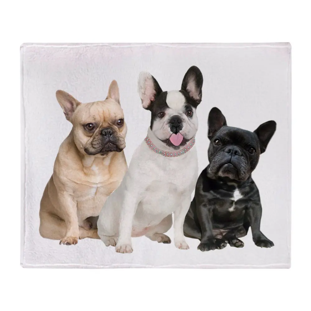 Три французских бульдогов мягкий флис бросить Одеяло теплый коралловый s на