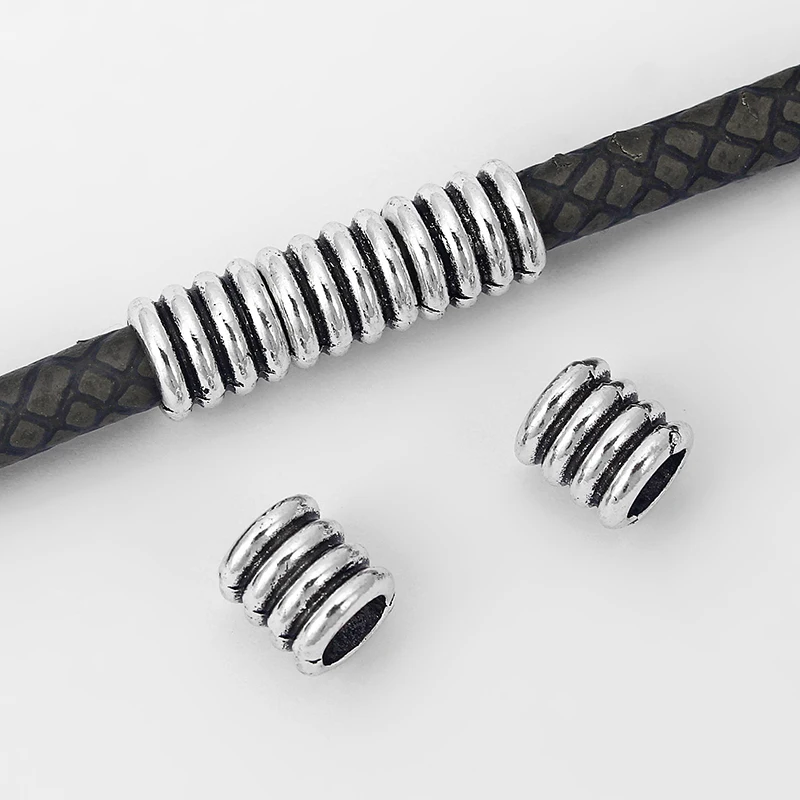 

10 шт. резные линии канавки слайдер бусины прокладка для 6 мм круглый кожаный шнур браслет ожерелье ювелирных изделий