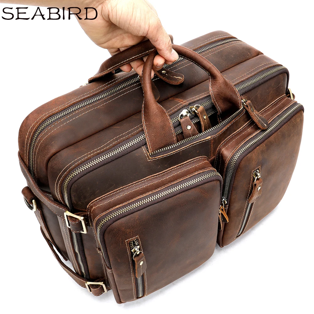 SEABIRD 2019 новый мужской портфель с несколькими карманами Ретро сумка из