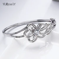 elegant white bangle beautiful cz jewelry for wedding party jewellery crystal bracelet bangles for women