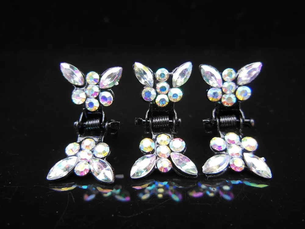 

60 Pcs White Butterfly Crystal Flower Mini Hair Claw Clamp Hair Clip Hair Pins