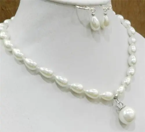 Серьги подвески с искусственным жемчугом Akoya 9 х13 мм|pearl necklace|shell pearlearrings necklace |