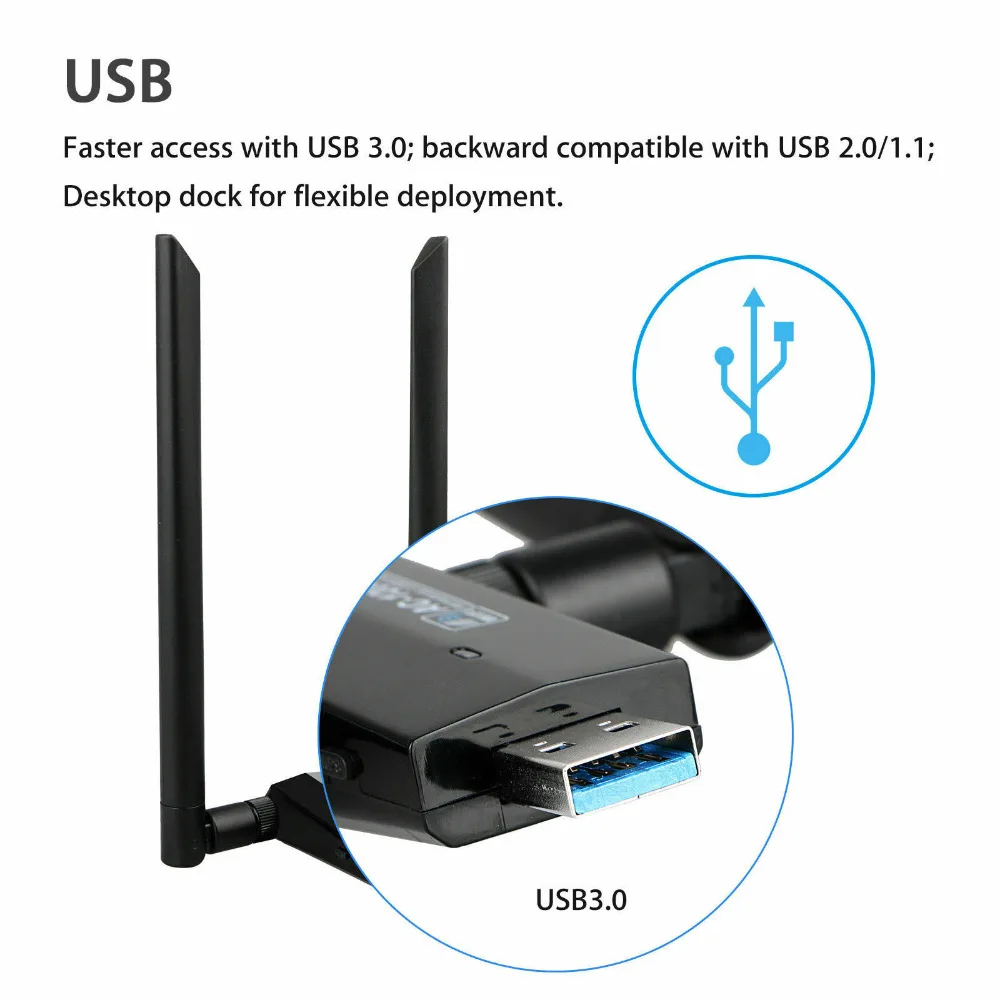 1200 Мбит/с длинный диапазон AC1200 двухдиапазонный 5 ГГц беспроводной USB 3,0 WiFi адаптер антенны