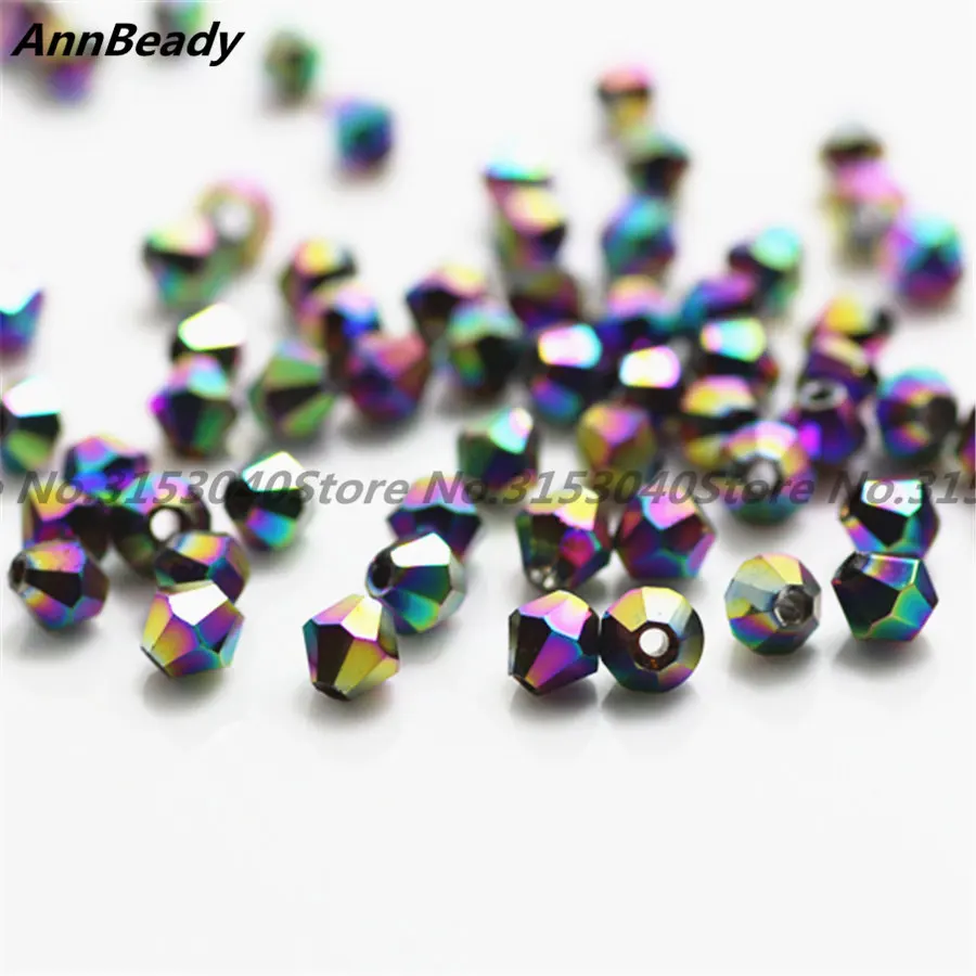 AnnBeady 100 шт Белый ab Цвет 4 мм двухконусные хрустальные бусины стеклянные бусины Свободные разделительные бусины Сделай Сам ювелирные изделия Австрийские хрустальные бусины - Цвет: multicolor
