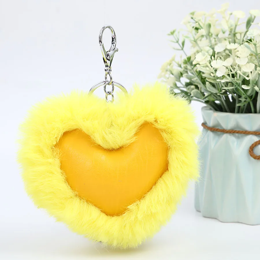1pc Fashion Love Heart Shaped Plush Keychain Pendant Women PU Car Bag Key Ring Toys K0004 | Украшения и аксессуары