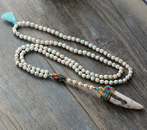 Ожерелье с кисточками 6 мм граненые золотые бусины непальское ожерелье подвеской