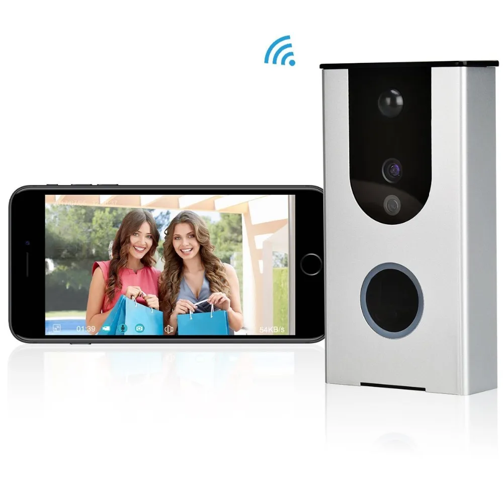 (1Set)Smart WIFI Doorbell Wireless Door Phone Built-in Lithium Battery Security Camera Infrared Detector Function snapshots APPs