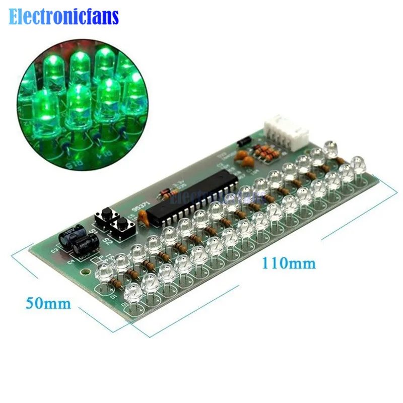 MCU Adjustable Display Pattern LED VU Meter Level Indicator Amplifier Audio 16 Dual Channel Green lamp light DC 8V to 12V | Электронные