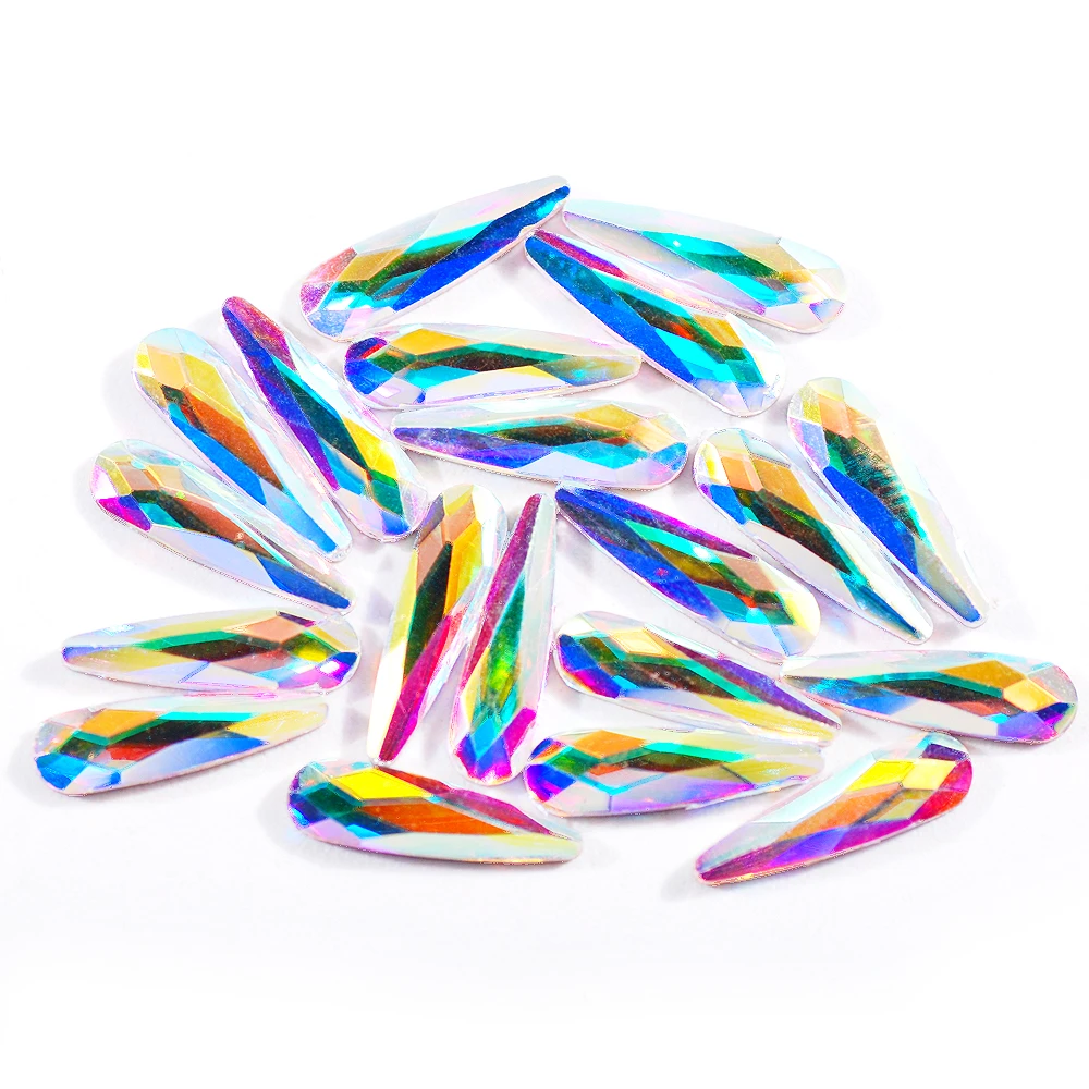 

10pcs Drop Water Nail Art Glass Crystal Rhinestones Gems 3x10mm 12 color Shiny DIY Charms Design Nails Art Jewelry