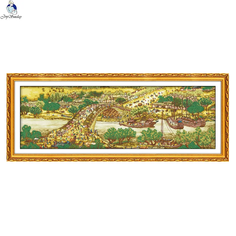 Набор для вышивки крестиком JoySunday набор рукоделия сцена реки в Qingming фестиваль