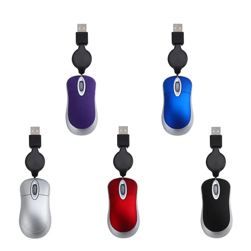 

USB Wired Mouse Creative 100 DPI Retractable USB Cable Ergonomics Free Drive Office Gaming Mouse For Windows 98 2000 XP