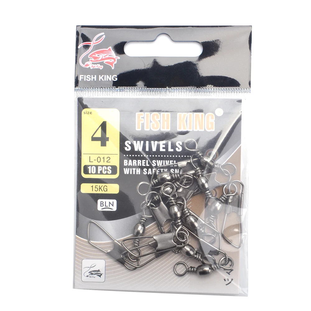 FISH KING 10 шт./лот 4 #-22 # рыболовные Вертлюги с защелкой рыболовный крючок соединитель
