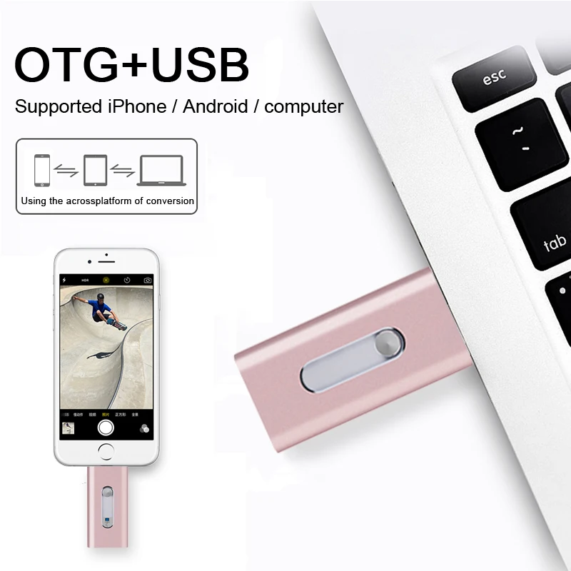 USB3.0 OTG флешки 16 ГБ 32 Флешка для iPhone 5/6/6s/7 реального Ёмкость 64 USB Flash внешнего