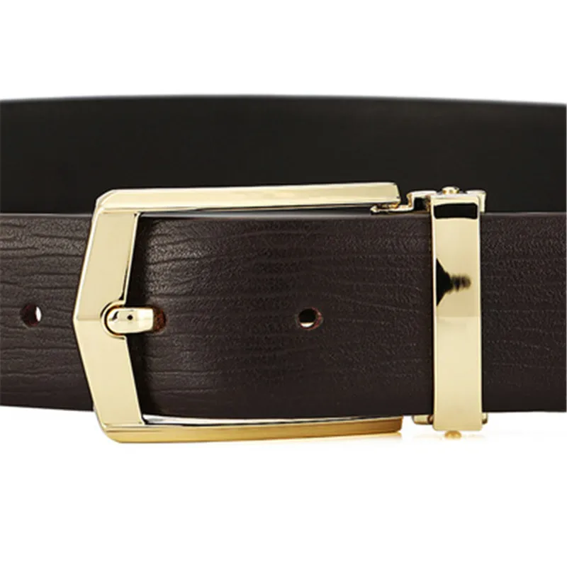Casual Alloy Pin Buckle Genuine Leather Cow Belts Business Soft Men's Belt Luxury Brand Rectangle Gold Sliver Male | Аксессуары для