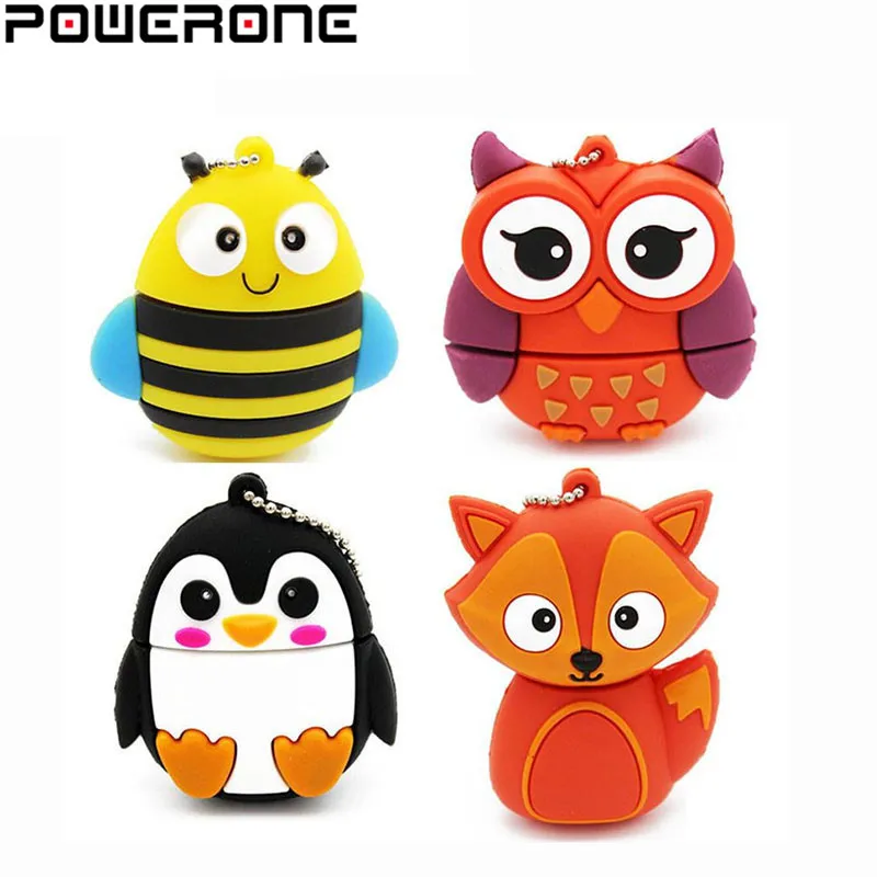 POWERONE милый пингвин сова лиса флеш-накопитель мультфильм usb флэш-накопитель Флешка 4 ГБ/8 ГБ/16 ГБ/32 ГБ/64 Гб U диск животные карта памяти подарок