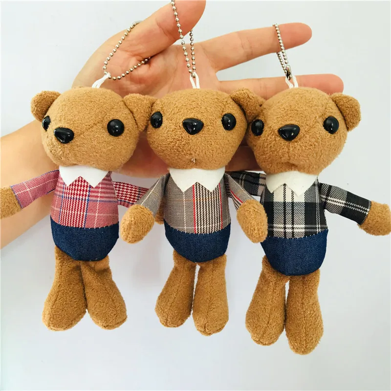 1 шт. 16 см Kawaii клетчатая одежда бант мишки кошка плюшевые игрушки мягкие животные