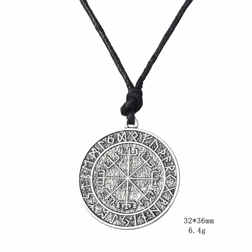 Fishhook Vegvisir руны викингов кулон шнур обработанный воском с регулируемой длиной