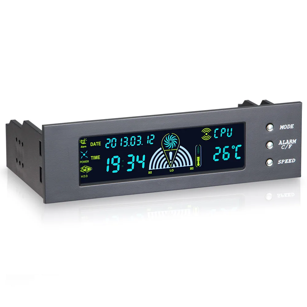 STW 5.25&quot 3 way PC HDD CPU Fans Speed Controller optical drive Computer case Fan Temperature Temp Sensor LCD Panel|case fan controller|computer