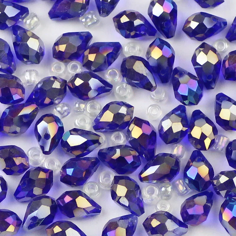 Dark blue WLYeeS 5x8 мм в форме капель воды Австрийский Кристалл бусины 50 шт. каплевидные Подвески Свободные бусины ювелирные изделия ожерелье изготовление сережек DIY - Цвет: Dark blue