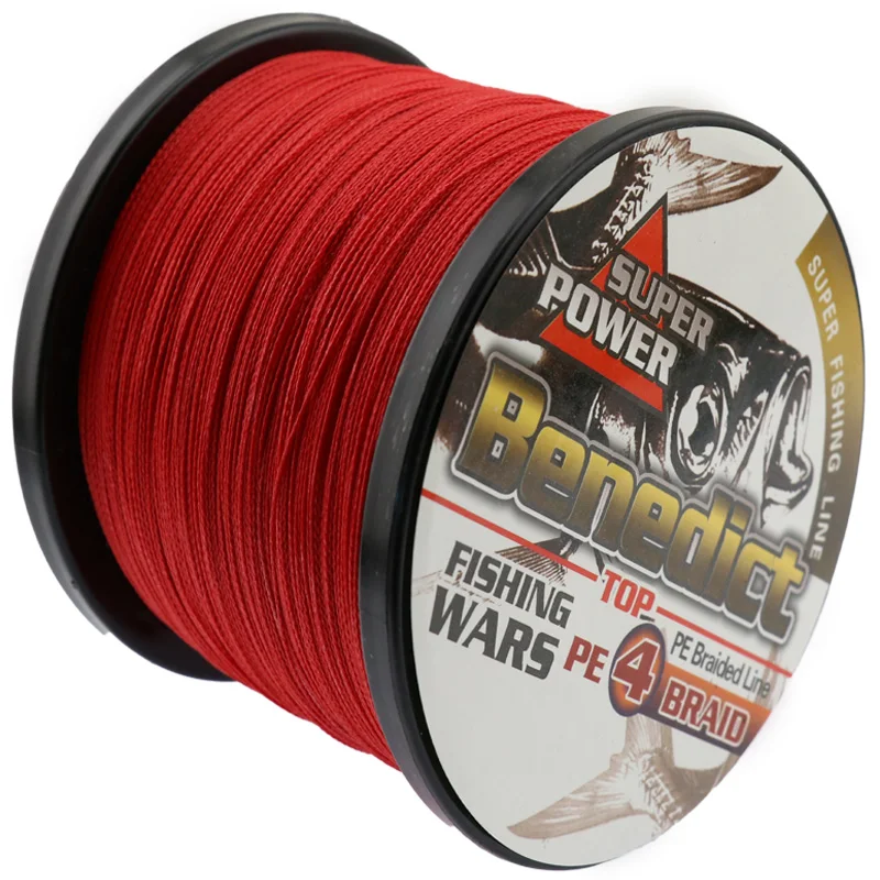 Новый Япония Multifilament 100% ПЭ очень сильный плетеная леска 1000 м 4 пряди spectra красный