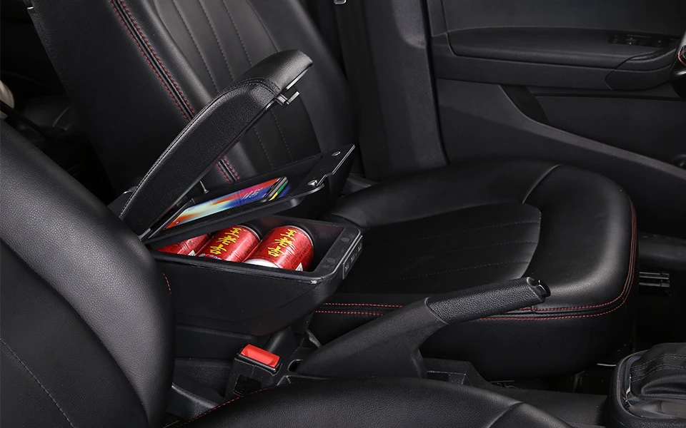 Для hyundai Accent RB Solaris 2012- подлокотник двойной слой вращающийся из искусственной кожи центральный магазин содержимое коробка с USB
