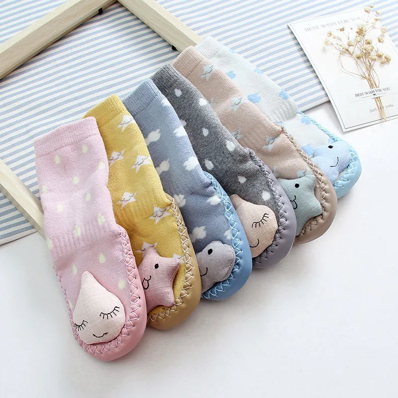 Joyo Roy Baby Girls Boys Sock With Rubber Soles Winter Toddler Floor Anti Slip Infant Newborn Cartoon Warm Terry Shoe | Детская одежда