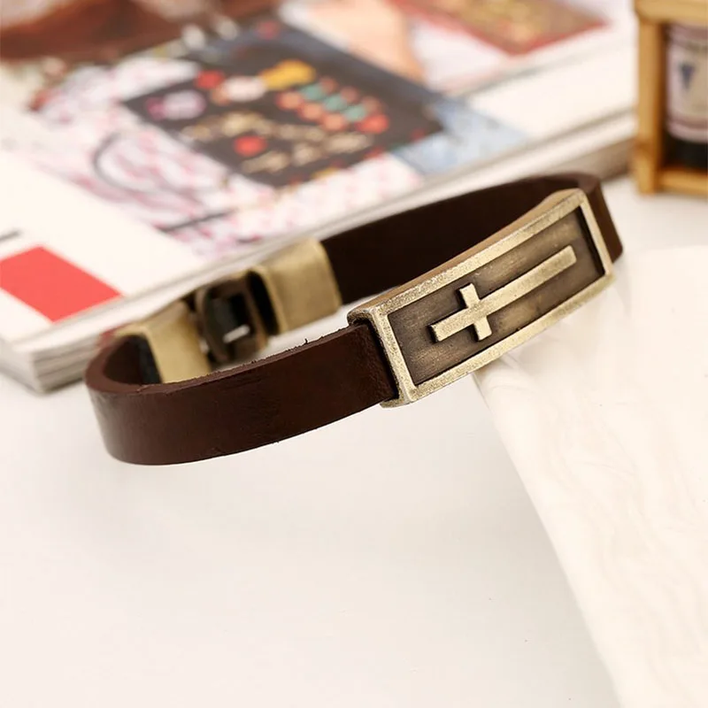 Новинка 2019 модный браслет с золотым крестом в стиле панк из нержавеющей стали