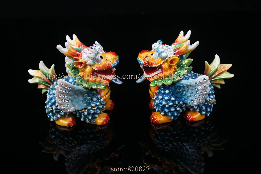Collectible Fengshui Dragon Statue Trinket Box Unique Dragon Souvenir Home Office Decoration Business Gift Dragon Metal Crafts