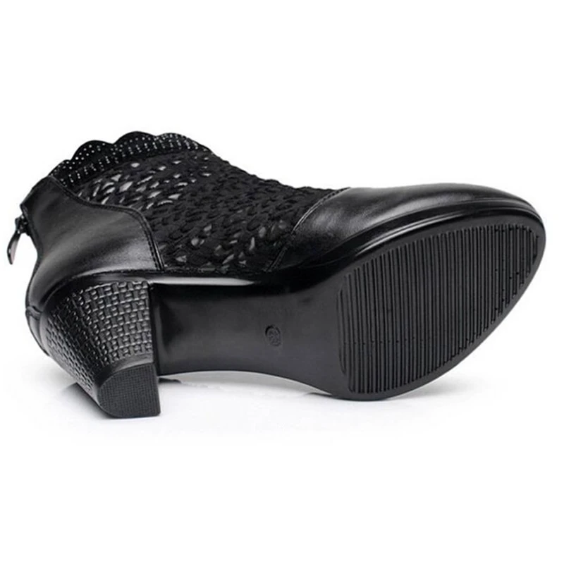 Женские ботильоны MVVJK черные из натуральной кожи на шнуровке демисезонные