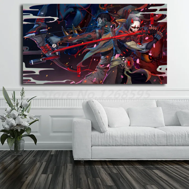 Demon Hanzo And Oni Genji Overwatchs Wallpaper Art Canvas Poster Painting Wall Picture Print Home Bedroom Decoration Artwork