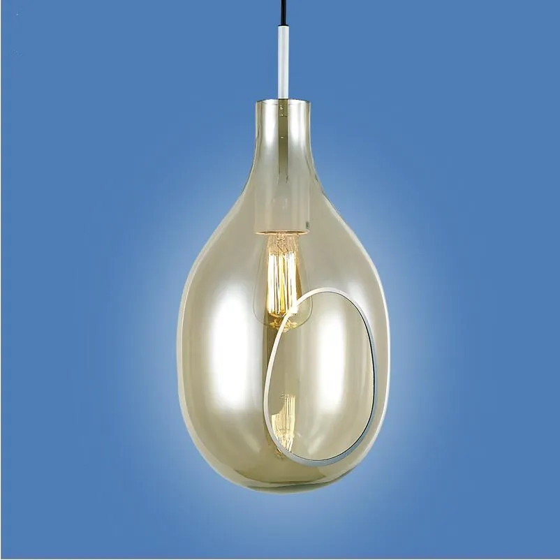 Современный цветной стеклянный подвесной светильник лампа янтарного дымчатого