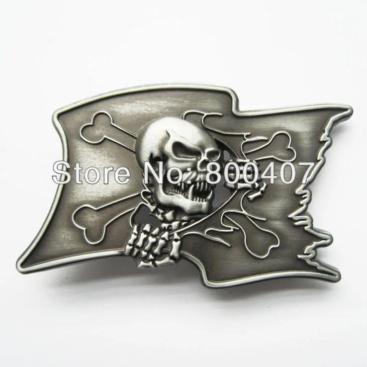 

Retail Distribute Vintage Pirate Skull Flag Belt Buckle BUCKLE-SK031AS Free Shipping