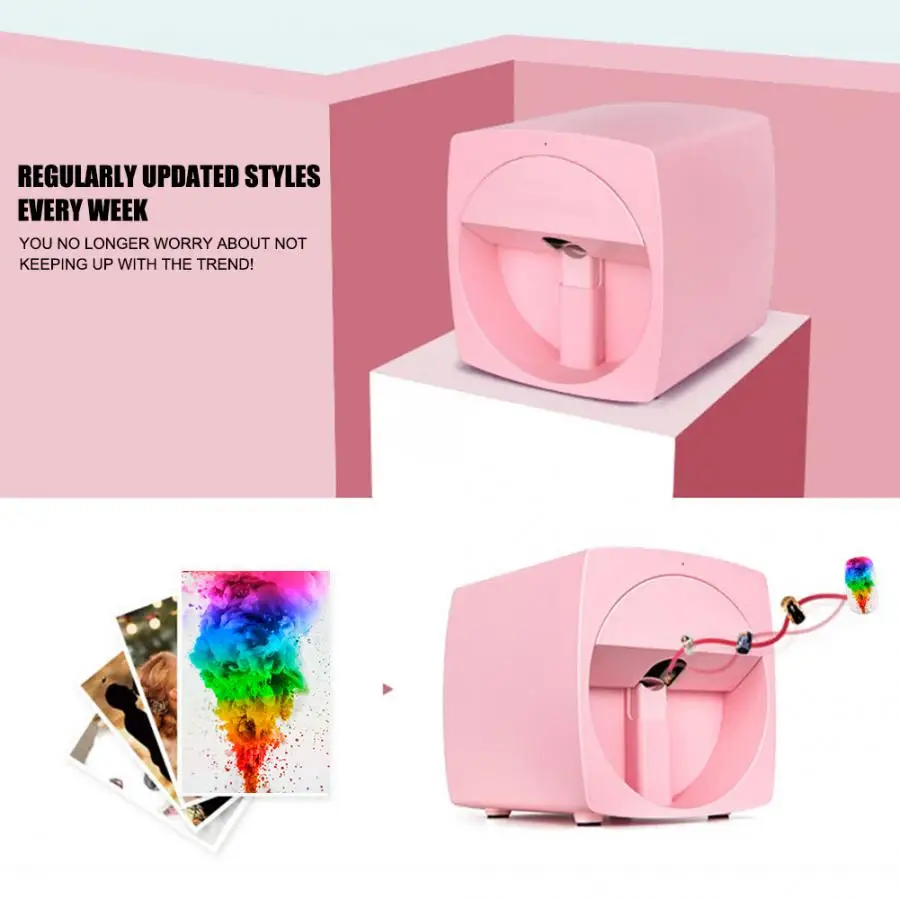 DIY цифровой мобильный принтер для дизайна ногтей портативный 3D смарт машина для рисования ногтей 110-240 в розовый