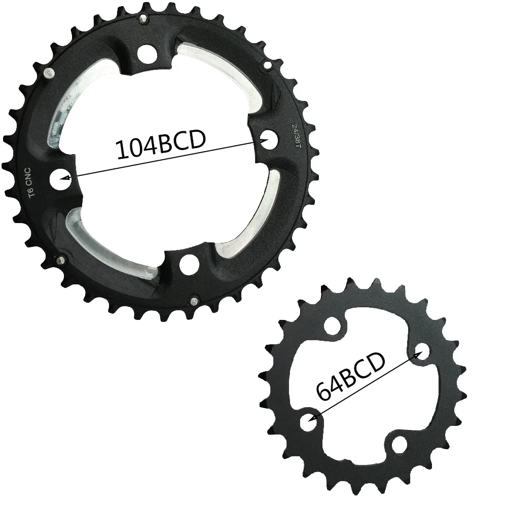AL7075 24T 64BCD цепь Звездочка 38T 104BCD коленчатая цепь для 9S 10S MTB Кривошип горного велосипеда набор