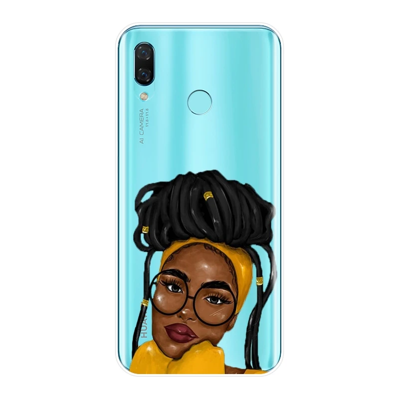 Задняя крышка для Huawei Nova Smart Lite 2017 мягкий силиконовый черный девушка меланин