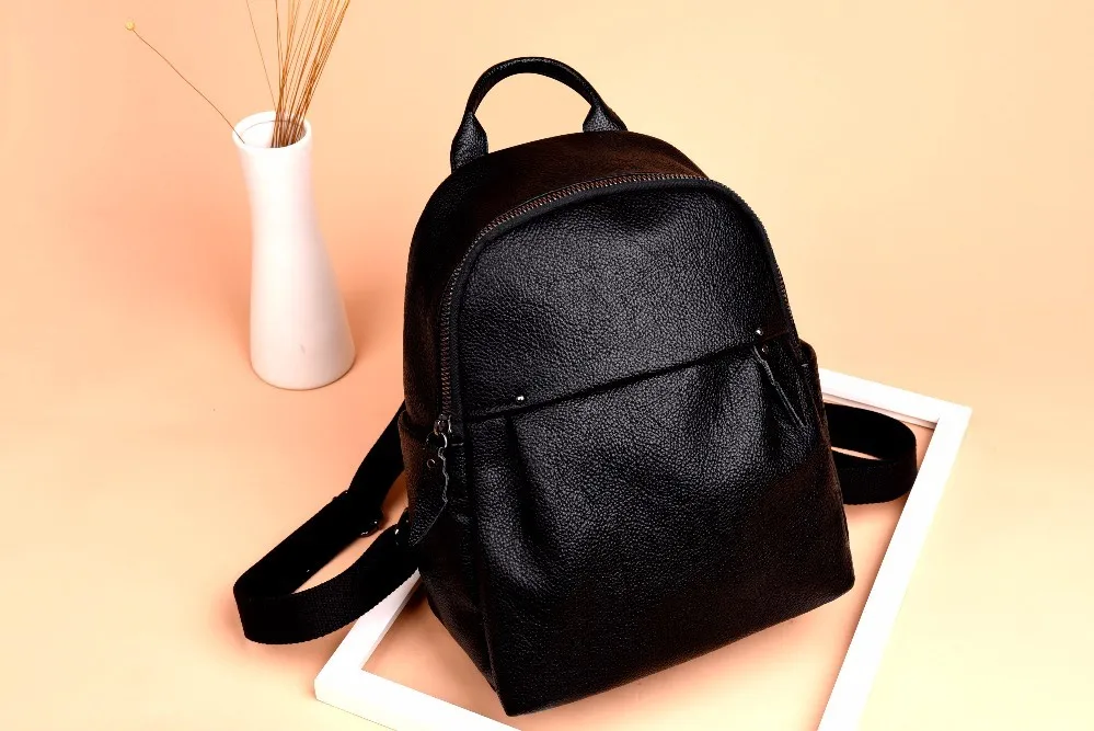 Женские кожаные рюкзаки Sac A Dos, черный рюкзак для девочек, винтажный рюкзак для путешествий, Одноцветный женский известный бренд, повседневный рюкзак