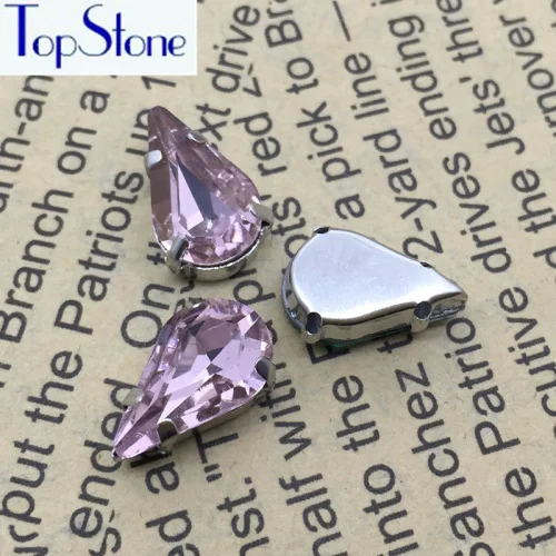 pink TopStone 5x8 6x10 мм 8x13 мм каплевидные пришивные стразы из стекла высокого качества с кристаллами - Цвет: pink