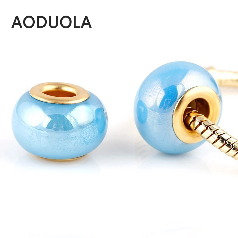 10 шт. в партии золотые керамические синие круглые рукоделие большое отверстие