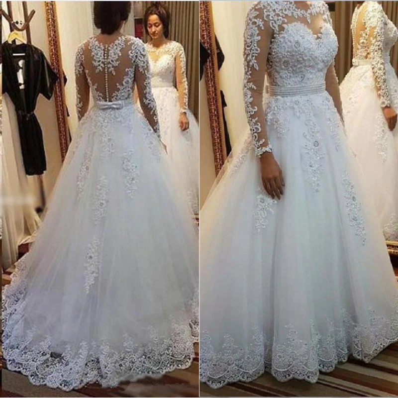 Robe De Mariage 2019 кружевное бальное платье свадебное Свадебные платья с жемчугом v