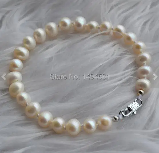 Браслет жемчужный белый 7 дюймов 6-7 мм | Браслеты