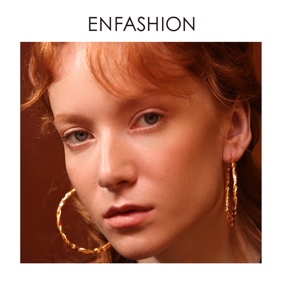Enfashion серьги-кольца из нержавеющей стали круг цвет золотой серьги трендовые большие круглые серьги для женщин ювелирные изделия EM181064